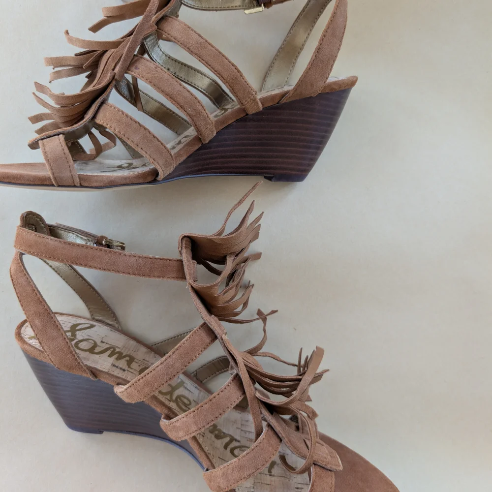 NWOT Sam Edelman Tan Fringe Sandals 8.5 - Picture 4 of 7